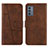 Leather Case Stands Flip Cover Holder Y01X for Samsung Galaxy A05s Brown