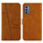 Leather Case Stands Flip Cover Holder Y01X for Samsung Galaxy A05s Light Brown