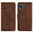 Leather Case Stands Flip Cover Holder Y01X for Samsung Galaxy A12 5G Brown