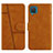 Leather Case Stands Flip Cover Holder Y01X for Samsung Galaxy A12 5G Light Brown