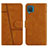 Leather Case Stands Flip Cover Holder Y01X for Samsung Galaxy A12 Light Brown