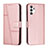 Leather Case Stands Flip Cover Holder Y01X for Samsung Galaxy A13 4G Rose Gold