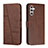 Leather Case Stands Flip Cover Holder Y01X for Samsung Galaxy A13 5G Brown