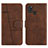 Leather Case Stands Flip Cover Holder Y01X for Samsung Galaxy A21s Brown