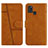 Leather Case Stands Flip Cover Holder Y01X for Samsung Galaxy A21s Light Brown