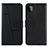 Leather Case Stands Flip Cover Holder Y01X for Samsung Galaxy A22 5G Black