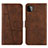 Leather Case Stands Flip Cover Holder Y01X for Samsung Galaxy A22 5G Brown