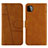 Leather Case Stands Flip Cover Holder Y01X for Samsung Galaxy A22 5G Light Brown