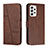 Leather Case Stands Flip Cover Holder Y01X for Samsung Galaxy A23 4G Brown