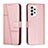 Leather Case Stands Flip Cover Holder Y01X for Samsung Galaxy A23 4G Rose Gold