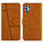 Leather Case Stands Flip Cover Holder Y01X for Samsung Galaxy A32 4G Light Brown