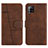 Leather Case Stands Flip Cover Holder Y01X for Samsung Galaxy A42 5G Brown