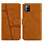 Leather Case Stands Flip Cover Holder Y01X for Samsung Galaxy A42 5G Light Brown