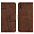 Leather Case Stands Flip Cover Holder Y01X for Samsung Galaxy A50 Brown