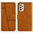 Leather Case Stands Flip Cover Holder Y01X for Samsung Galaxy A52 4G Light Brown