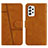 Leather Case Stands Flip Cover Holder Y01X for Samsung Galaxy A52s 5G Light Brown