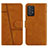 Leather Case Stands Flip Cover Holder Y01X for Samsung Galaxy A72 5G Light Brown