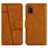 Leather Case Stands Flip Cover Holder Y01X for Samsung Galaxy F02S SM-E025F Light Brown