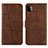 Leather Case Stands Flip Cover Holder Y01X for Samsung Galaxy F42 5G Brown