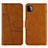 Leather Case Stands Flip Cover Holder Y01X for Samsung Galaxy F42 5G Light Brown