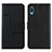 Leather Case Stands Flip Cover Holder Y01X for Samsung Galaxy M02 Black