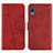 Leather Case Stands Flip Cover Holder Y01X for Samsung Galaxy M02 Red