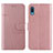 Leather Case Stands Flip Cover Holder Y01X for Samsung Galaxy M02 Rose Gold