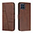 Leather Case Stands Flip Cover Holder Y01X for Samsung Galaxy M33 5G Brown