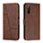 Leather Case Stands Flip Cover Holder Y01X for Sony Xperia 10 IV Brown