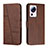 Leather Case Stands Flip Cover Holder Y01X for Xiaomi Civi 2 5G Brown