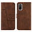 Leather Case Stands Flip Cover Holder Y01X for Xiaomi Mi 10T 5G Brown