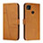 Leather Case Stands Flip Cover Holder Y01X for Xiaomi POCO C31 Light Brown
