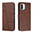 Leather Case Stands Flip Cover Holder Y01X for Xiaomi Poco C50 Brown