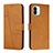 Leather Case Stands Flip Cover Holder Y01X for Xiaomi Poco C50 Light Brown