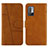 Leather Case Stands Flip Cover Holder Y01X for Xiaomi POCO M3 Pro 5G Light Brown