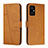 Leather Case Stands Flip Cover Holder Y01X for Xiaomi Poco M4 5G Light Brown