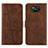 Leather Case Stands Flip Cover Holder Y01X for Xiaomi Poco X3 NFC Brown