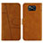 Leather Case Stands Flip Cover Holder Y01X for Xiaomi Poco X3 Pro Light Brown