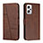 Leather Case Stands Flip Cover Holder Y01X for Xiaomi Poco X4 GT 5G Brown