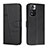 Leather Case Stands Flip Cover Holder Y01X for Xiaomi Poco X4 NFC Black