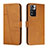 Leather Case Stands Flip Cover Holder Y01X for Xiaomi Poco X4 NFC Light Brown