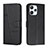 Leather Case Stands Flip Cover Holder Y01X for Xiaomi Redmi 12 4G Black