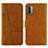 Leather Case Stands Flip Cover Holder Y01X for Xiaomi Redmi 9 Power Light Brown