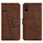 Leather Case Stands Flip Cover Holder Y01X for Xiaomi Redmi 9A Brown