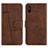 Leather Case Stands Flip Cover Holder Y01X for Xiaomi Redmi 9i Brown