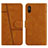 Leather Case Stands Flip Cover Holder Y01X for Xiaomi Redmi 9i Light Brown