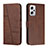 Leather Case Stands Flip Cover Holder Y01X for Xiaomi Redmi K50i 5G Brown