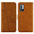 Leather Case Stands Flip Cover Holder Y01X for Xiaomi Redmi Note 11 SE 5G Light Brown