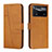 Leather Case Stands Flip Cover Holder Y01X for Xiaomi Redmi Note 11E Pro 5G Light Brown