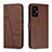 Leather Case Stands Flip Cover Holder Y01X for Xiaomi Redmi Note 11R 5G Brown